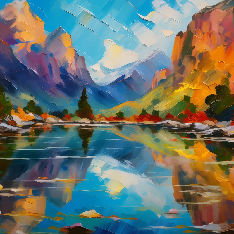Painting: Rhythmic Reflections in Craggy Pools
