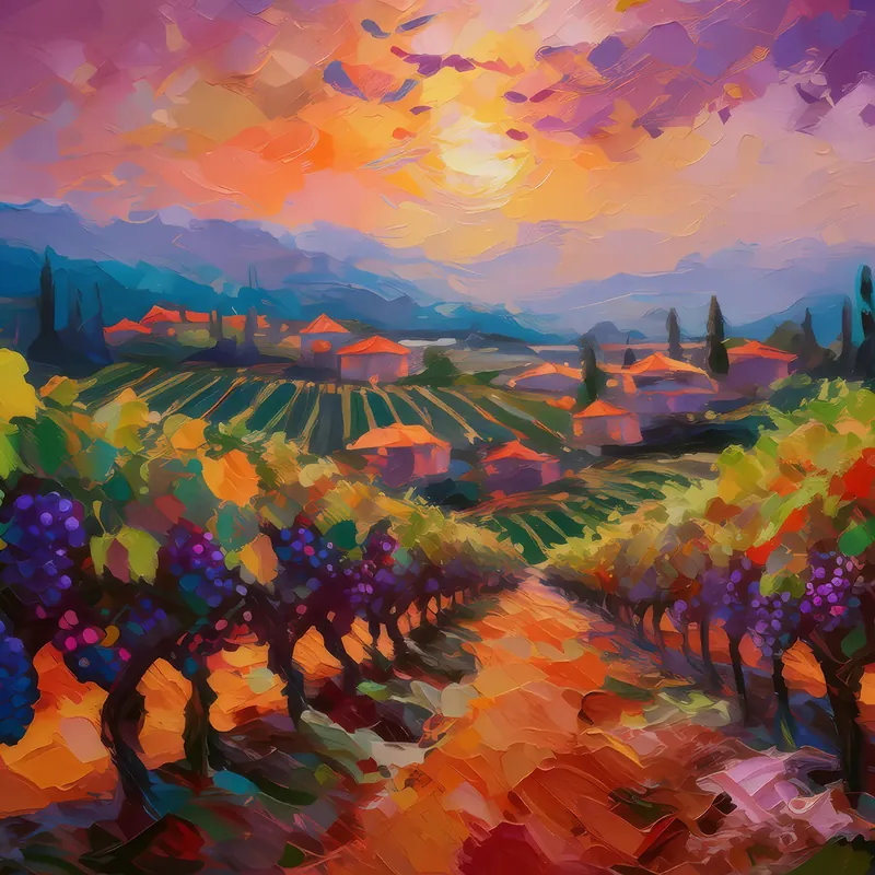 Painting: Ripening Vineyard at Dusk