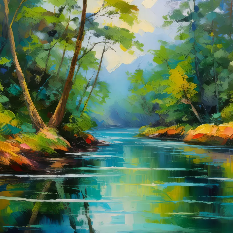 Painting: River Through Woods