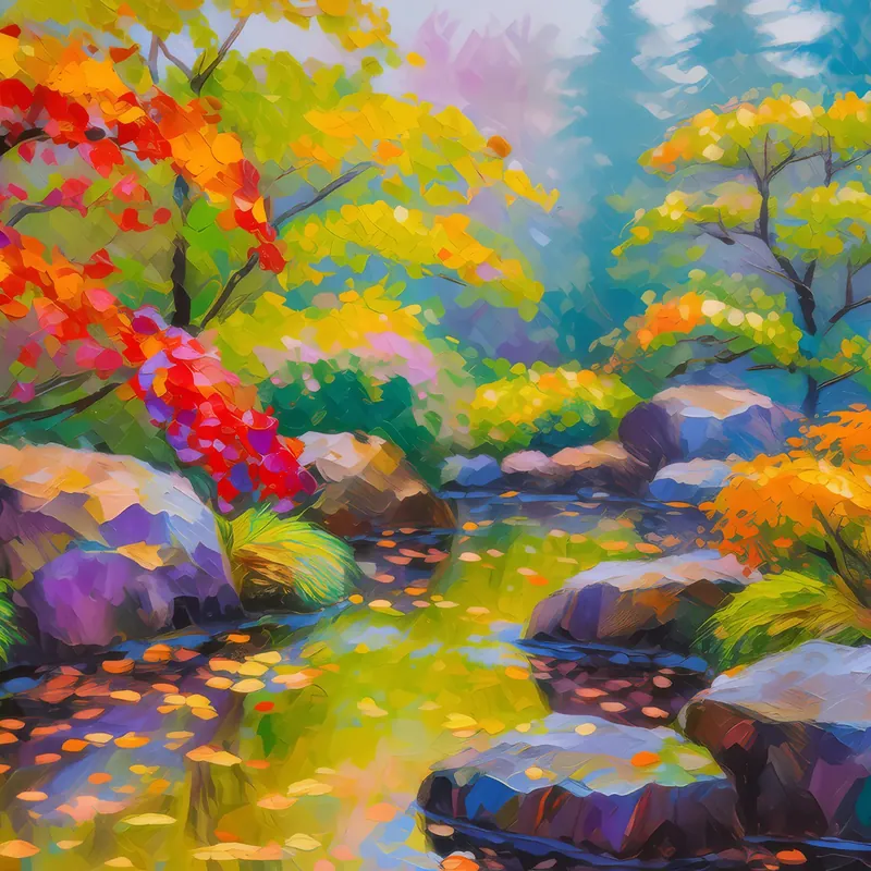 Painting: Rock Garden Morning Dew