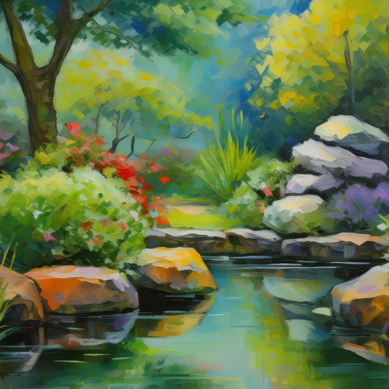 Painting: Rock Garden Peaceful Retreat