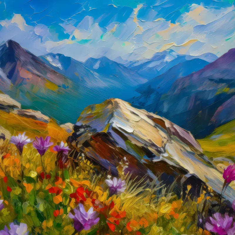 Painting: Rocky Alpine Outcrop