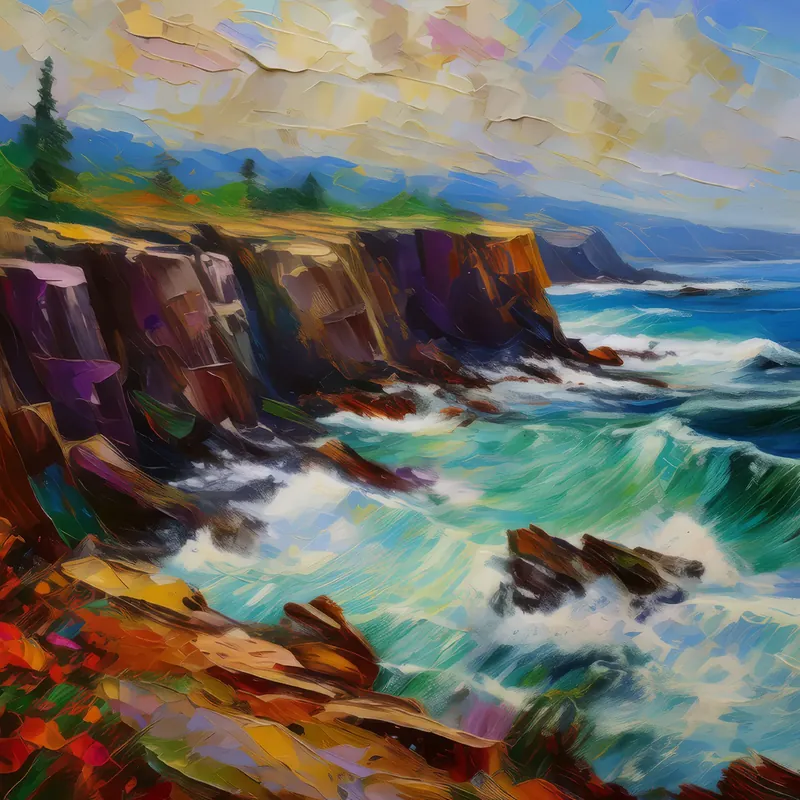 Painting: Rocky Coastal Bluff