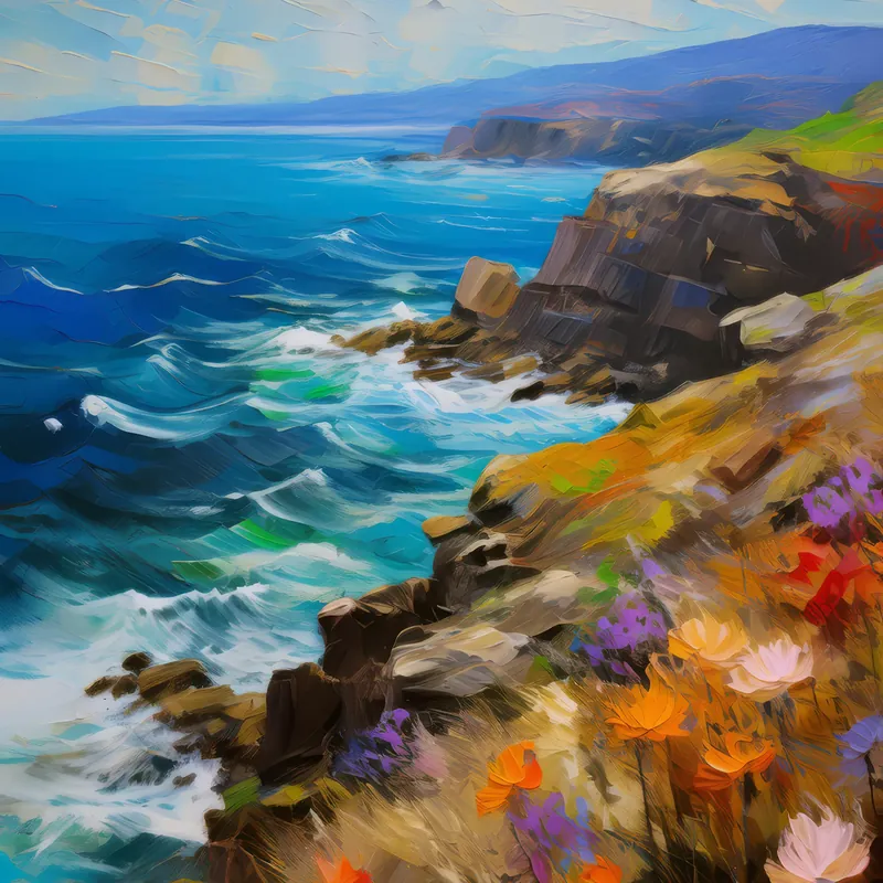 Painting: Rocky Hill Overlooking Ocean