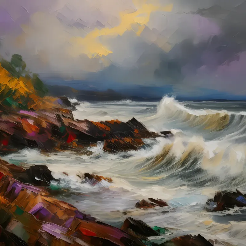 Painting: Rocky Seashore Storm