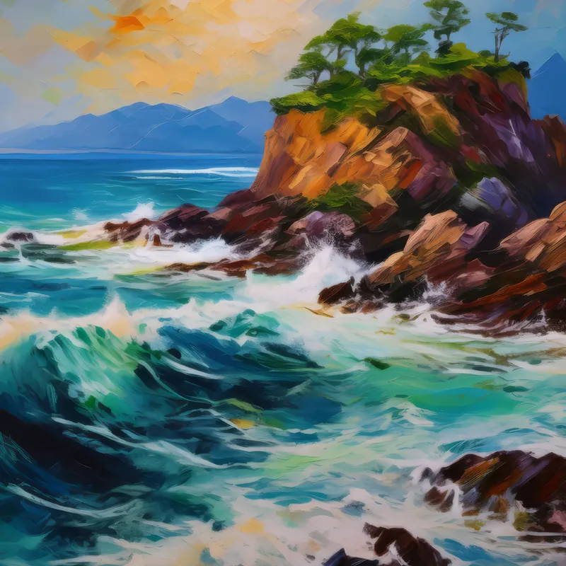 Painting: Rocky Shoreline Island