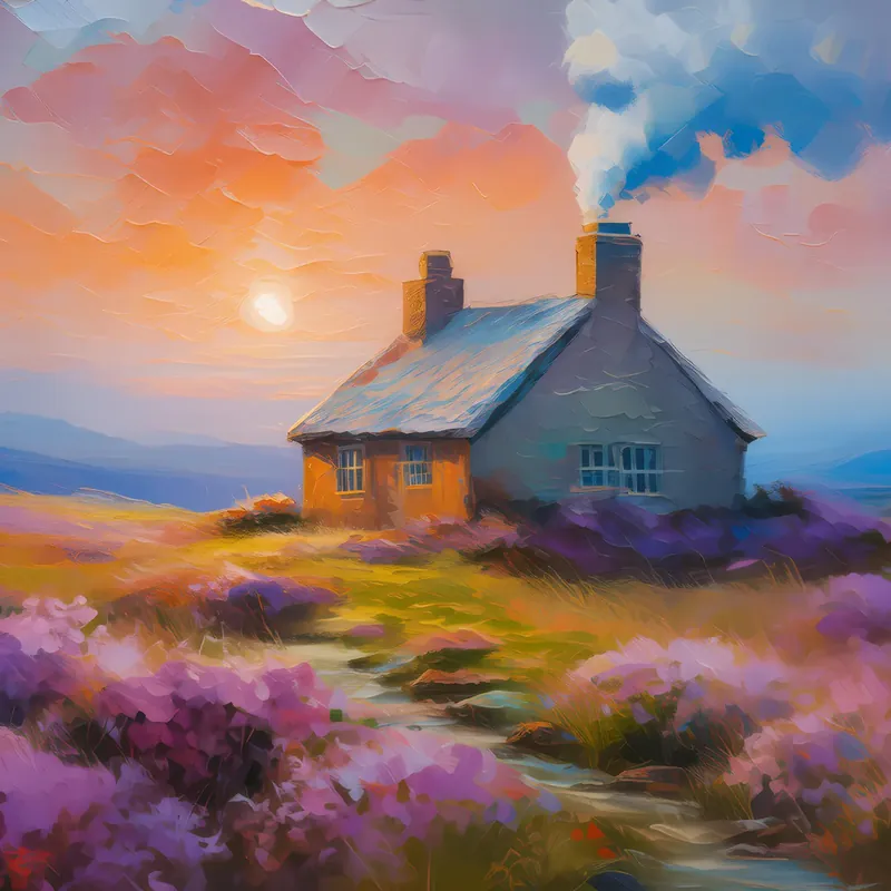 Painting: Rustic Moorland Cottage
