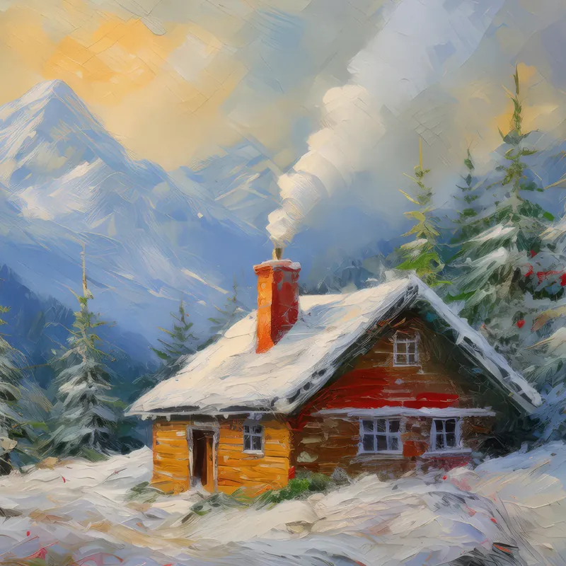 Painting: Rustic Mountain Cabin