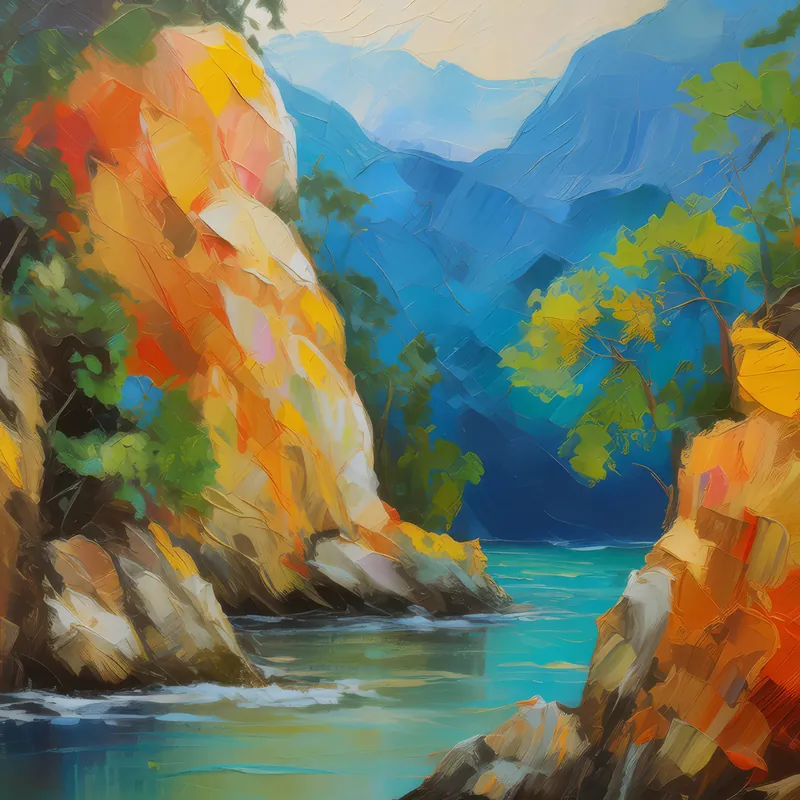 Painting: Sanctuary of Serenity in Craggy Folds