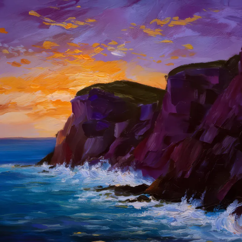 Painting: Sea Cliffs at Twilight