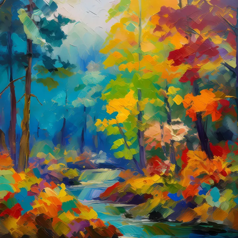 Painting: Seasons Change in Forest