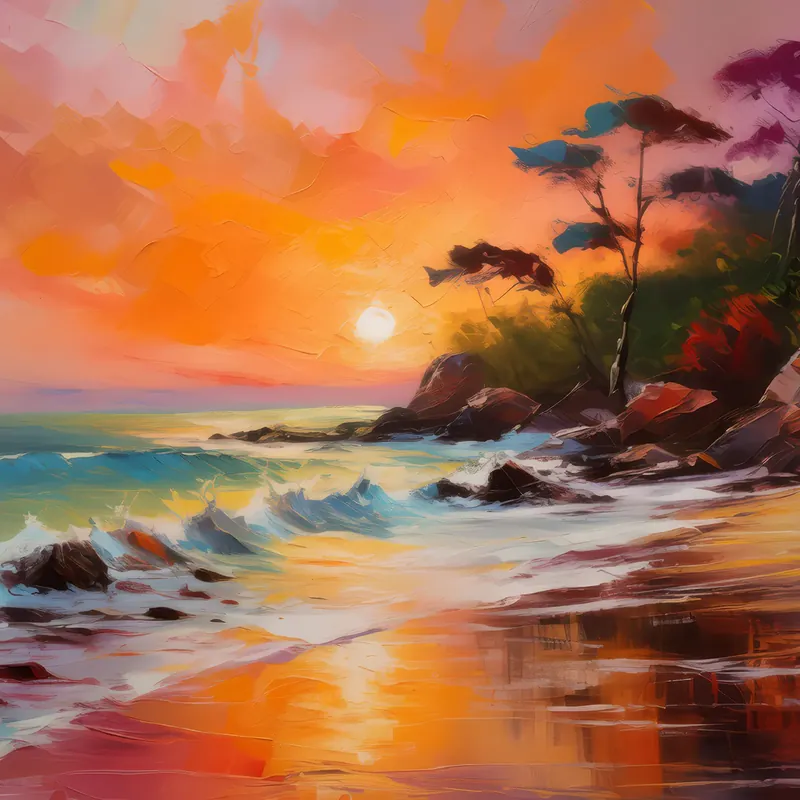 Painting: Secluded Beach Sunset
