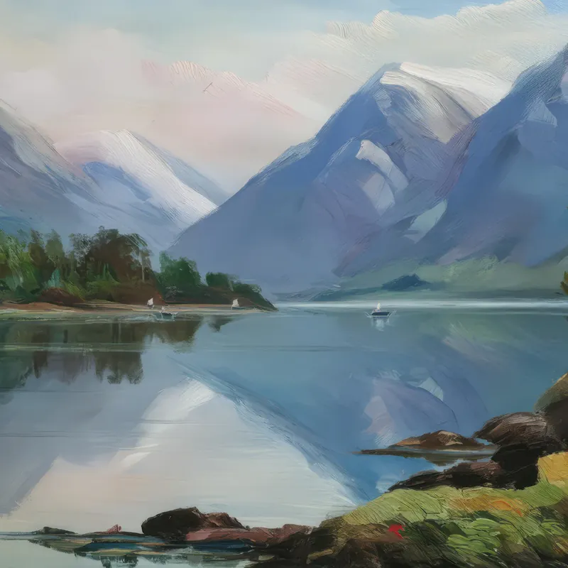 Painting: Serene Highland Loch