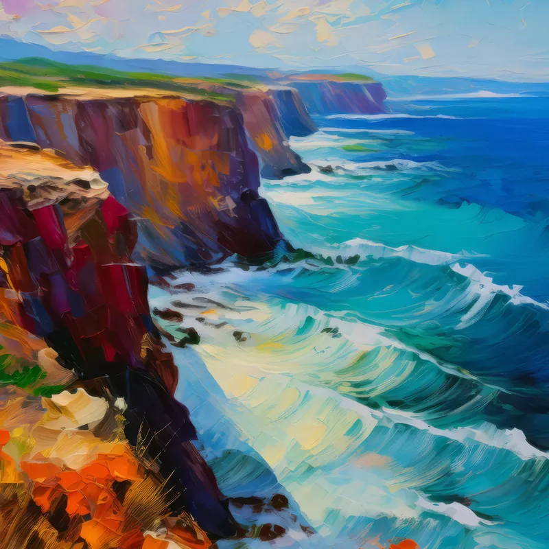 Painting: Serene Ocean Cliffs