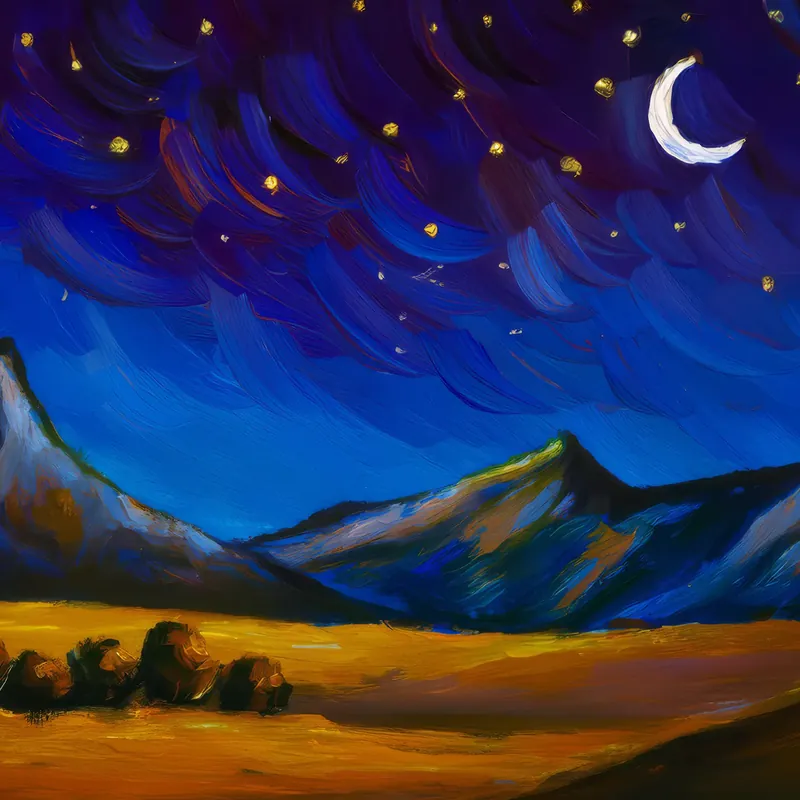 Painting: Silent Alpine Desert Night