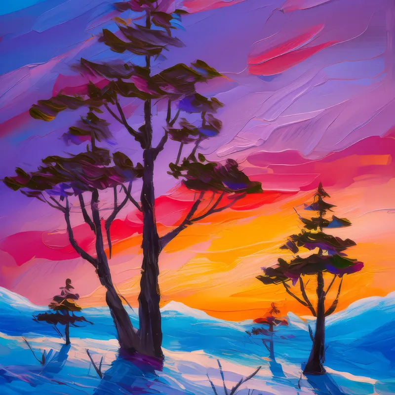 Painting: Silhouettes Against Arctic Sky