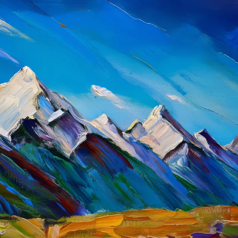 Painting: Snow-Capped Mountain Peaks