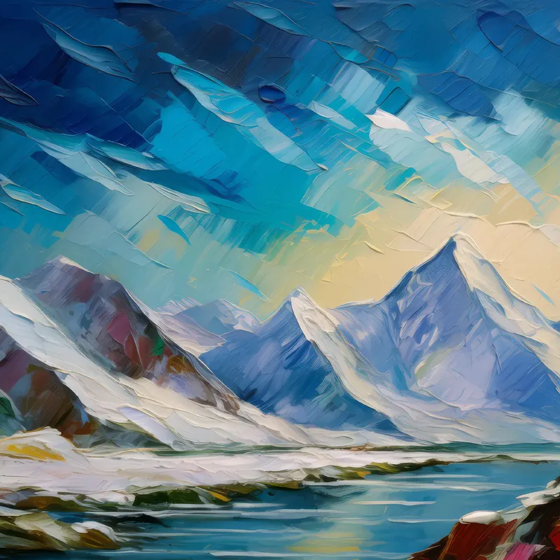 Painting: Snow-Capped Mountain Range