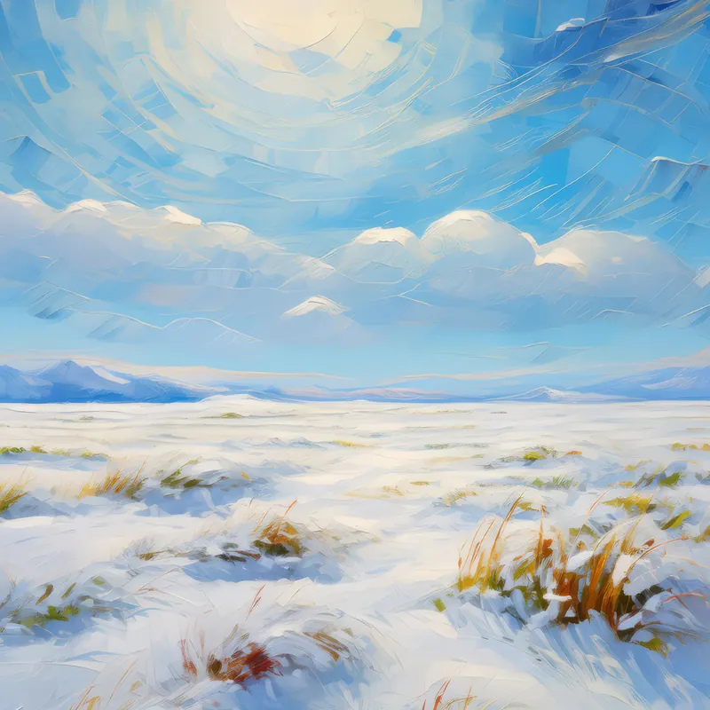 Painting: Snow-Covered Grassland