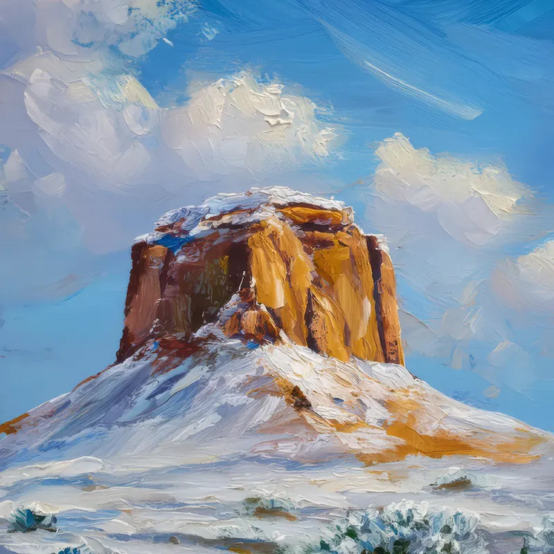 Painting: Snow-Covered Mesa Peak