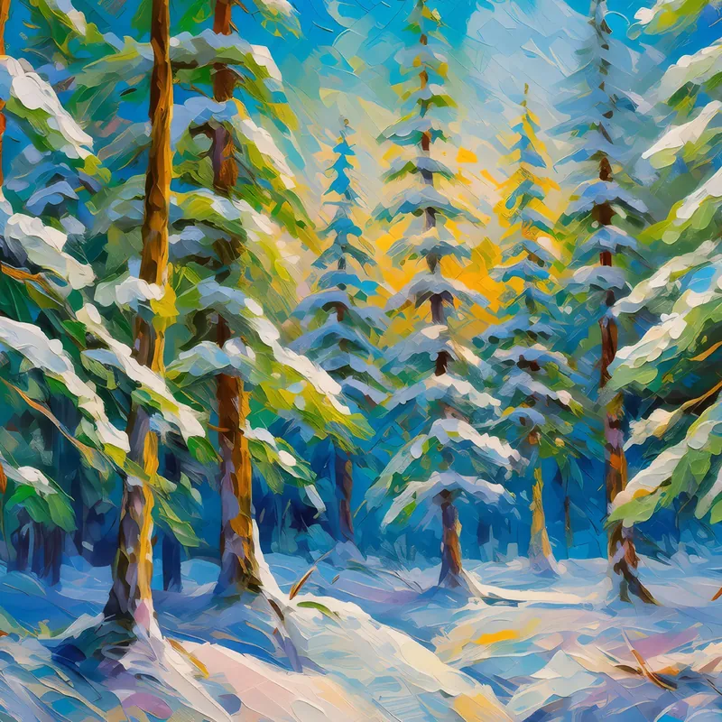 Painting: Snow-Draped Pines