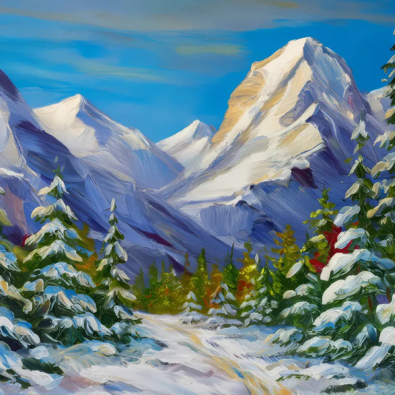 Painting: Snow-Dusted Forest