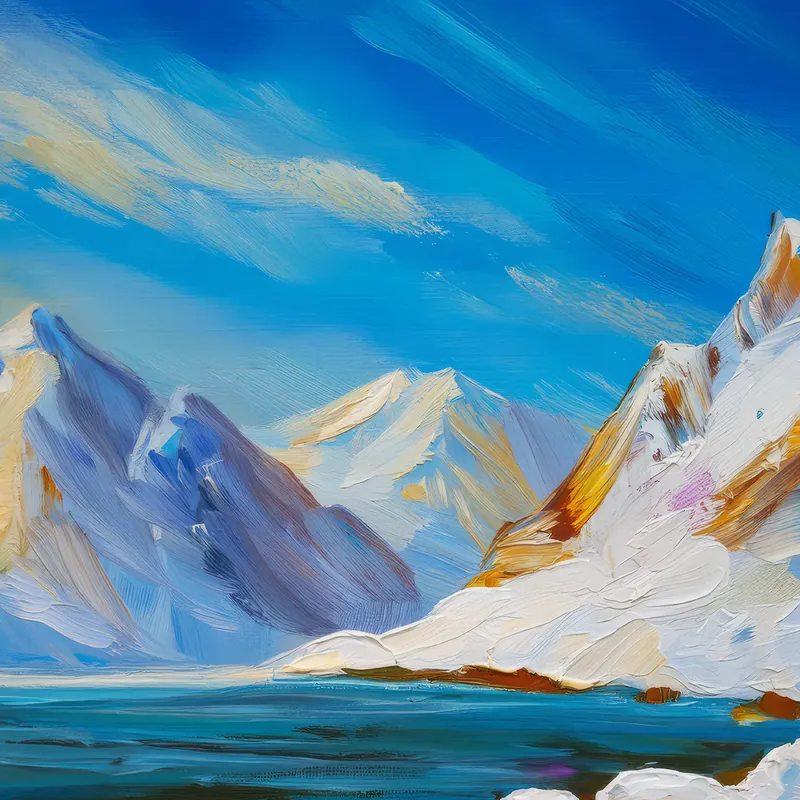 Painting: Snow-Dusted Mountains