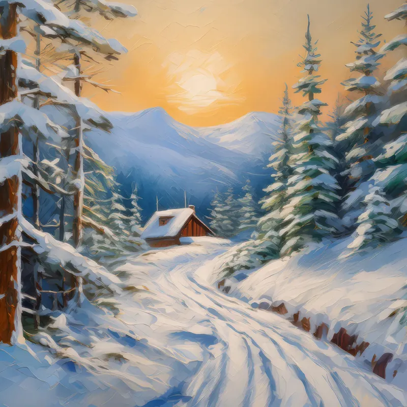 Painting: Snowy Backcountry Trail