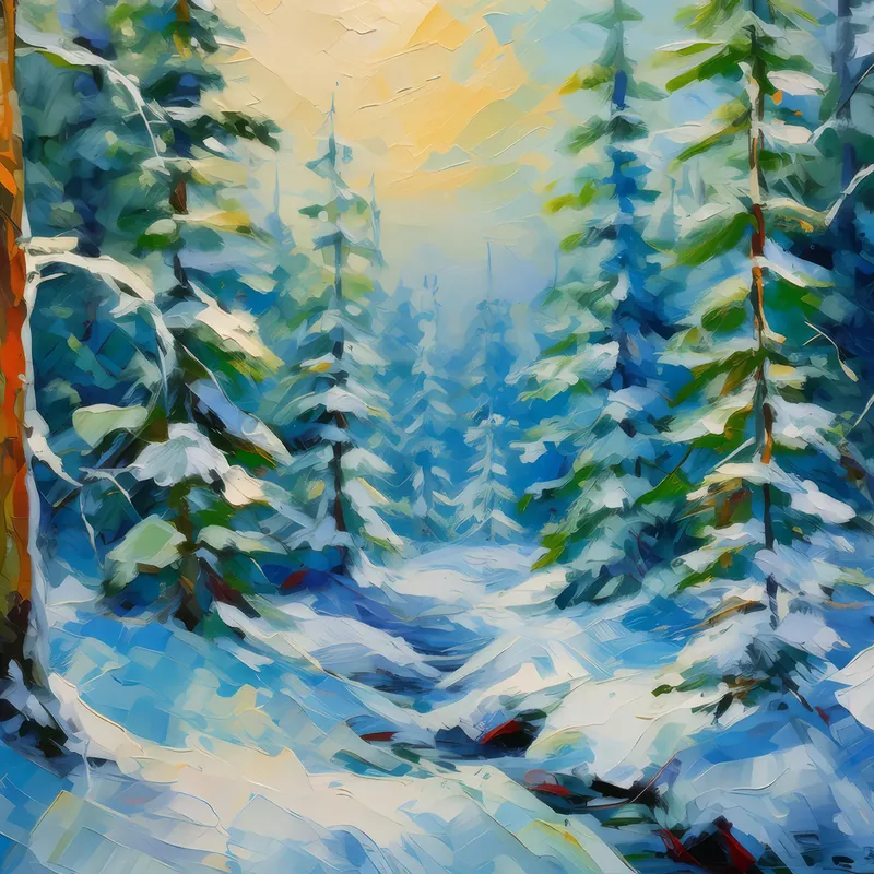 Painting: Snowy Boreal Landscape