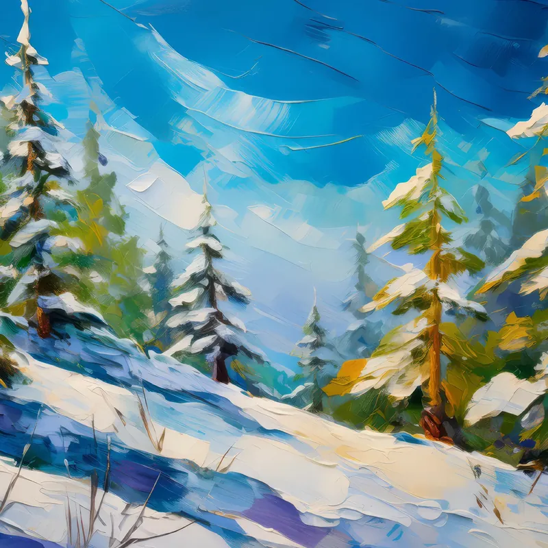 Painting: Snowy Forest Ridge