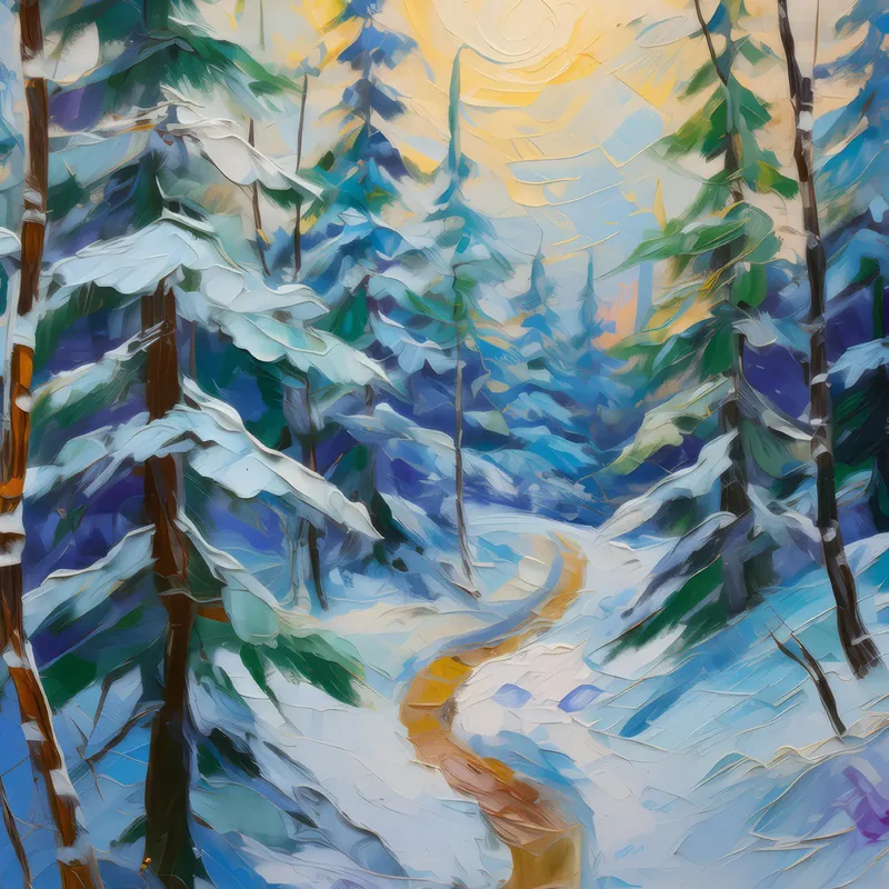 Painting: Snowy Forest Trail