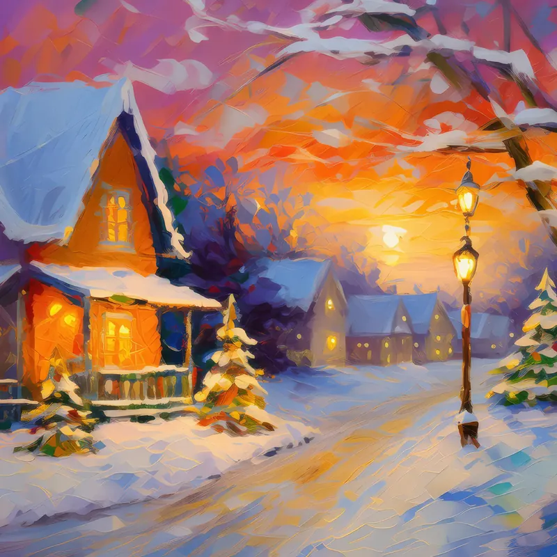 Painting: Snowy Suburban Evening