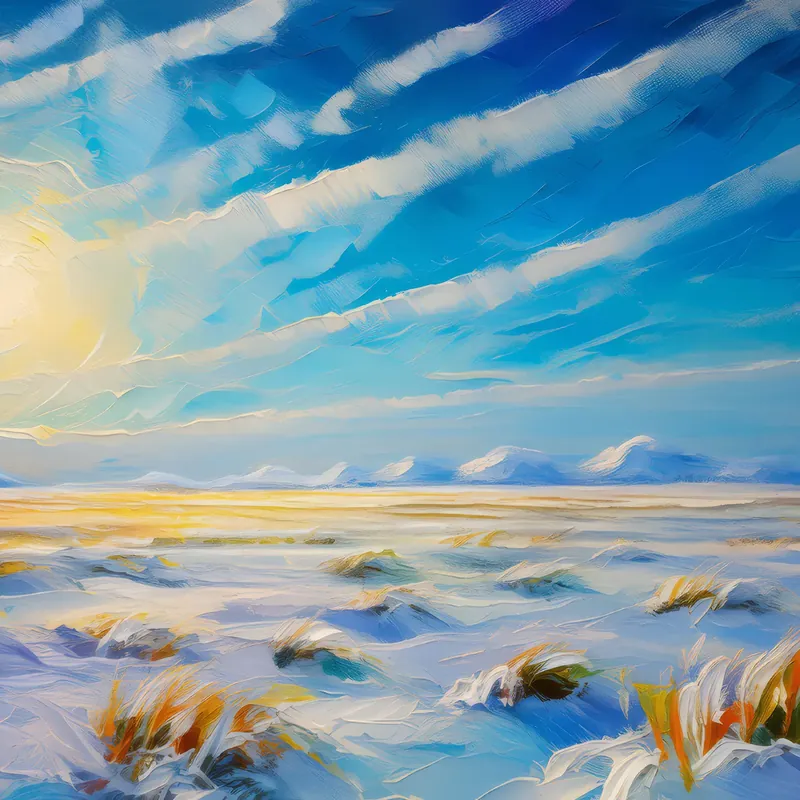 Painting: Snowy Tundra Landscape