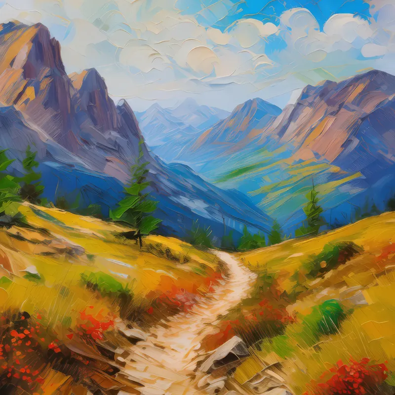 Painting: Solitary Alpine Desert Trail