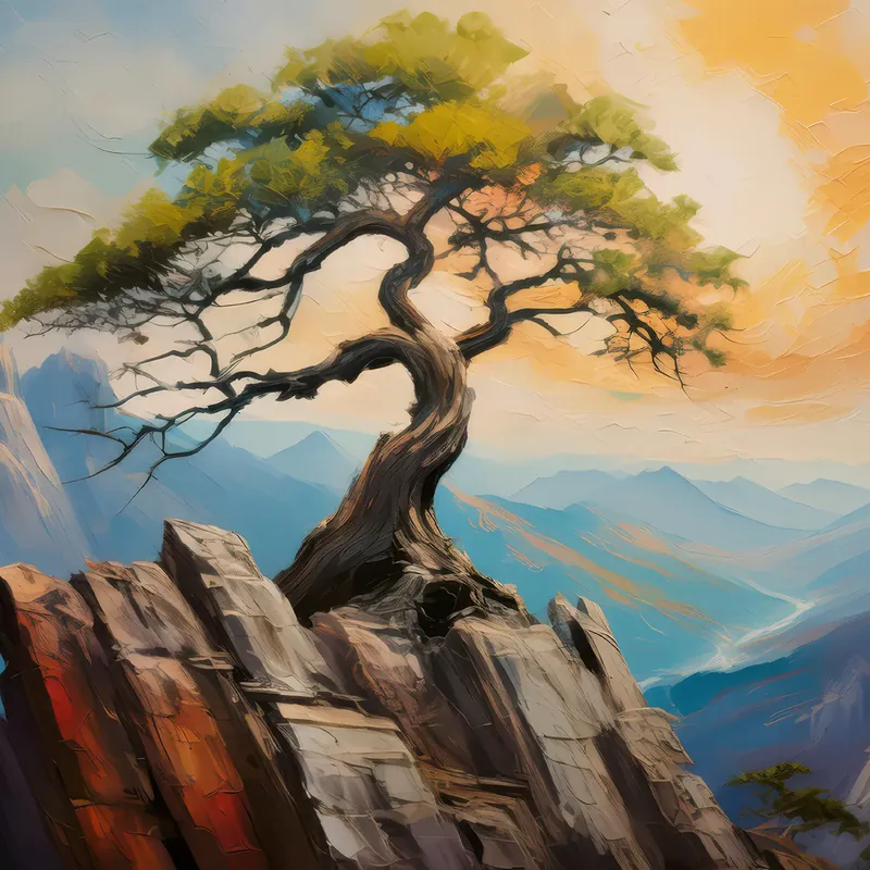 Painting: Solitary Sentinel on Craggy Throne