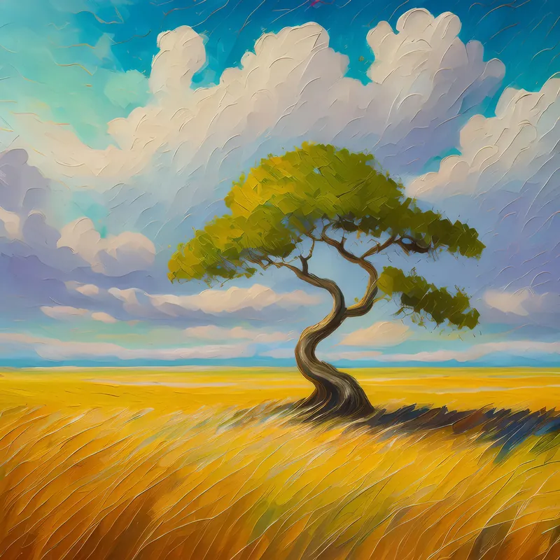 Painting: Solitary Steppe Tree