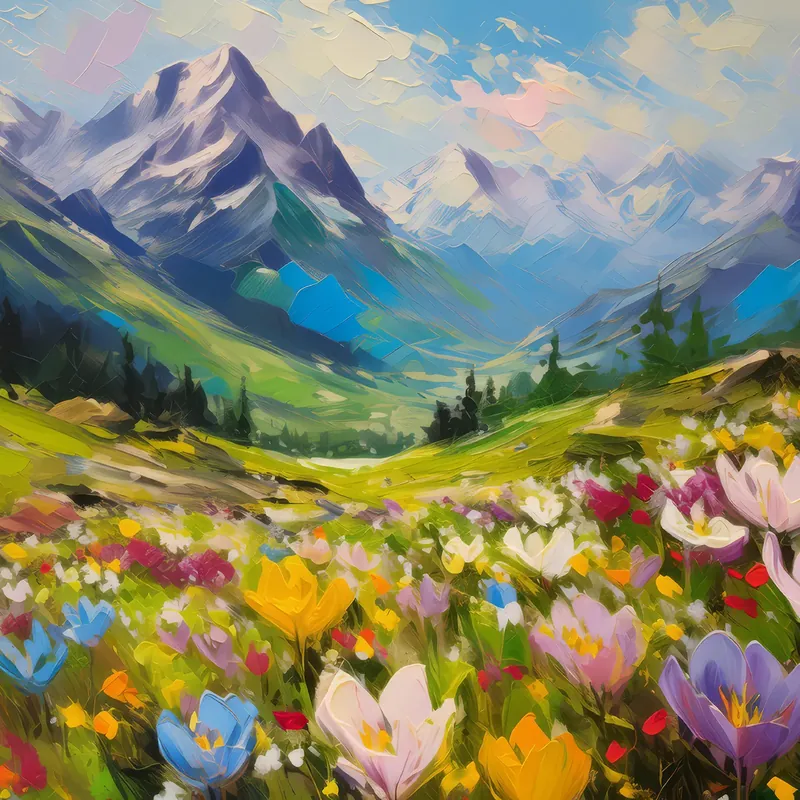 Painting: Spring Alpine Valley Bloom