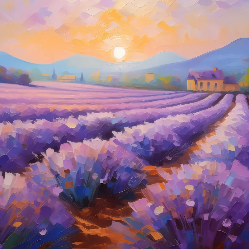 Painting: Spring Lavender Field at Dawn