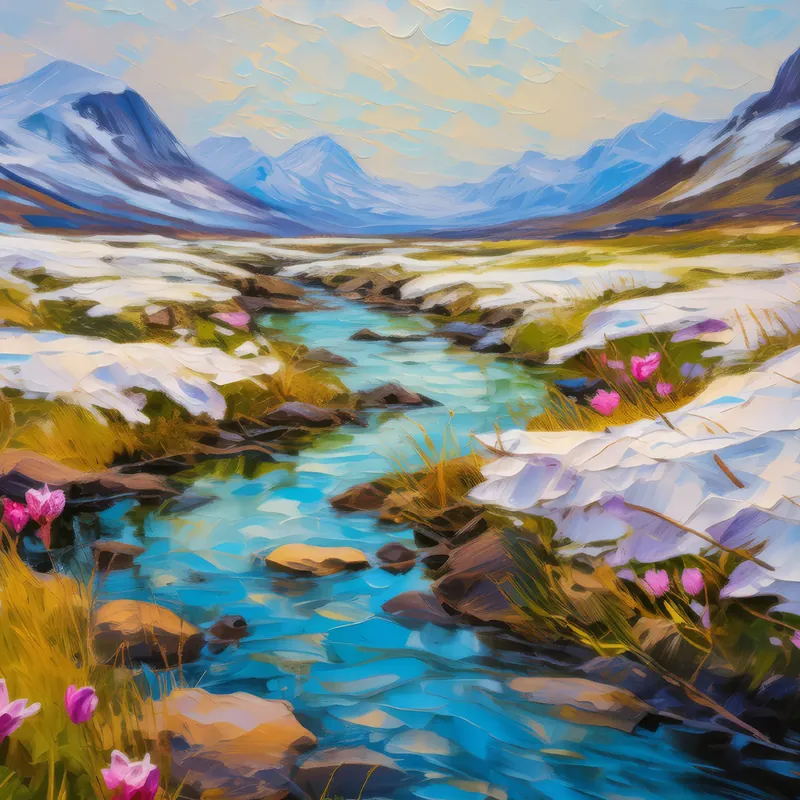 Painting: Spring Melt on Tundra
