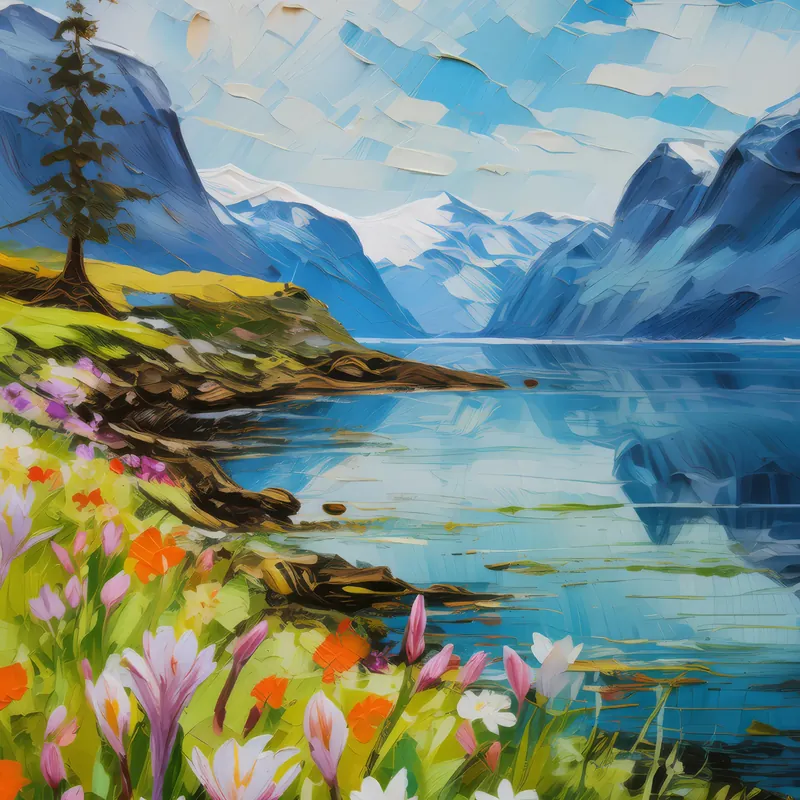 Painting: Spring Rebirth by the Fjord