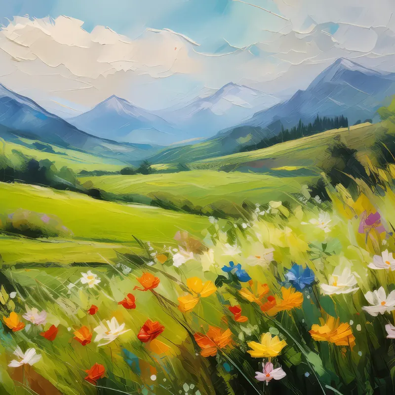 Painting: Spring Wildflower Grassland