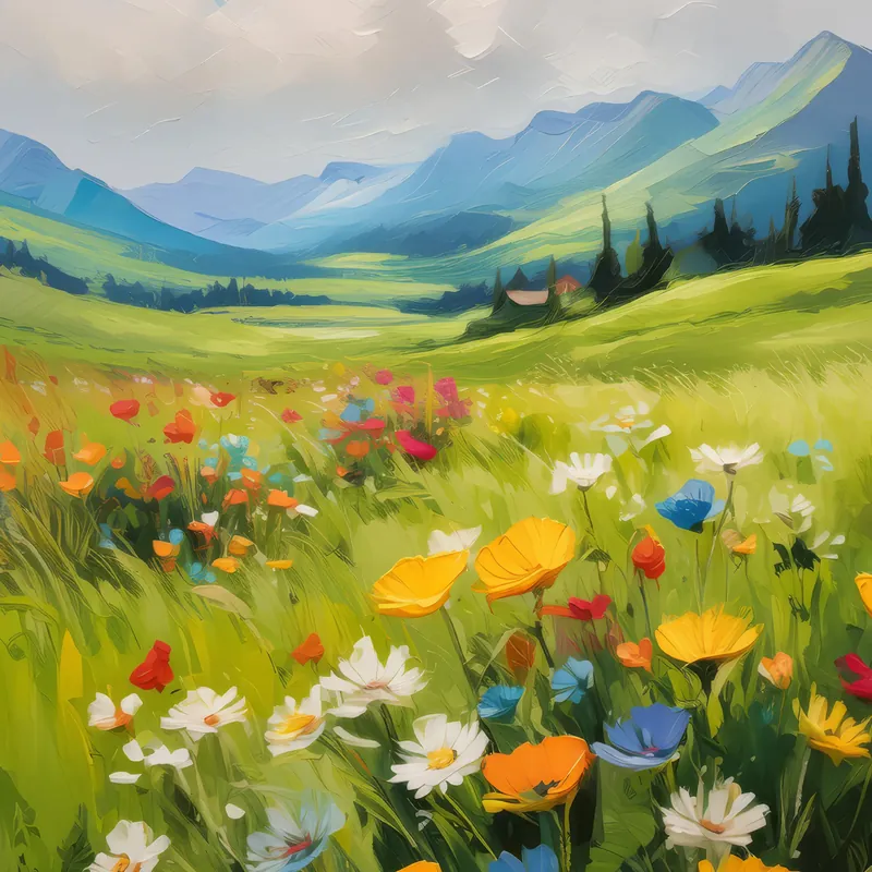 Painting: Springtime Grassland Bloom