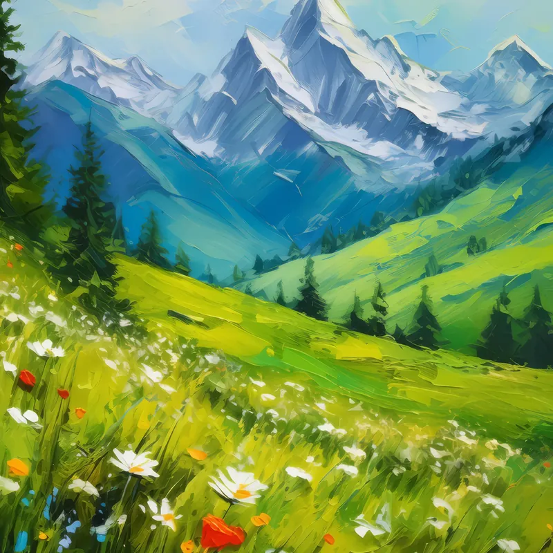 Painting: Springtime in the Alps