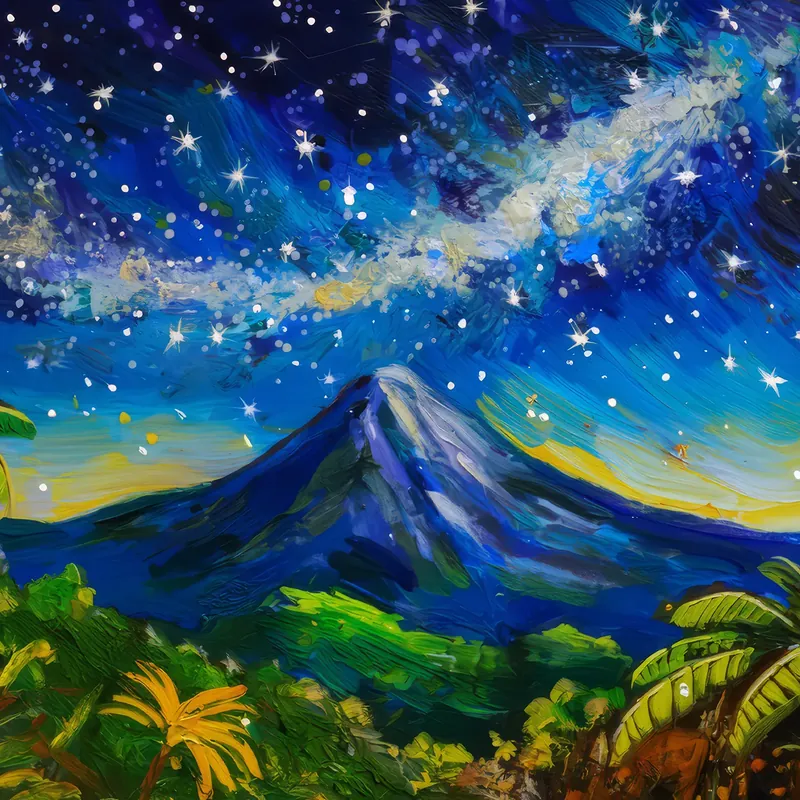 Painting: Starry Night Mountain View