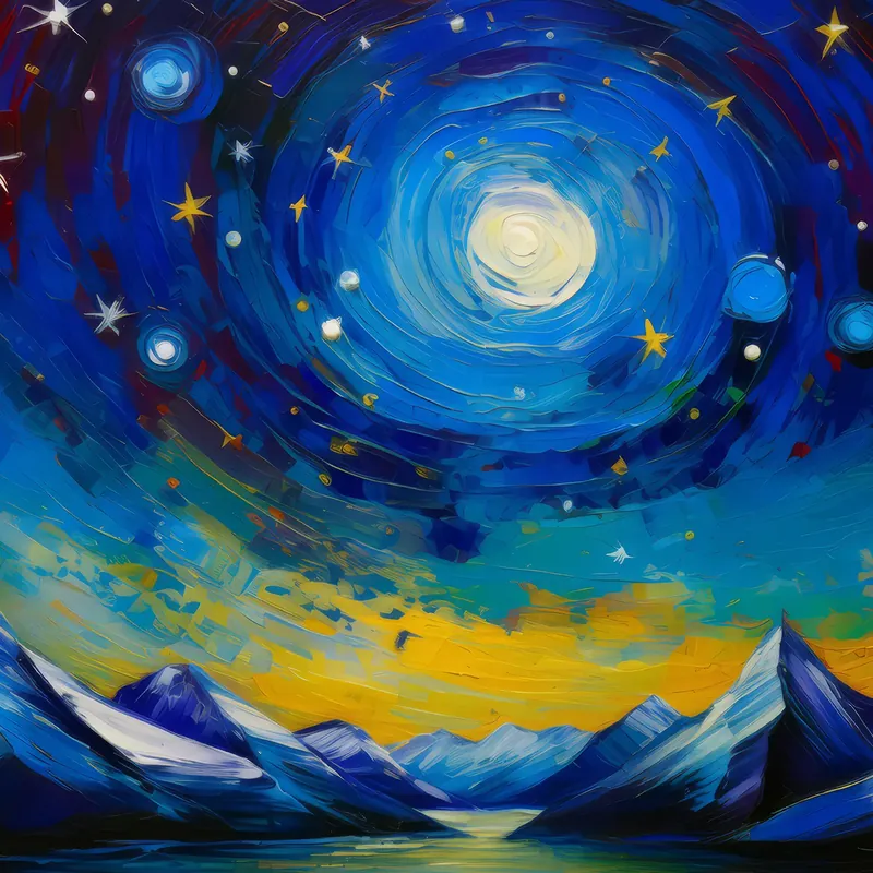 Painting: Starry Night Mountains