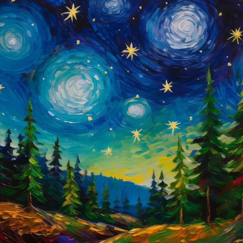 Painting: Starry Night in Boreal Forest