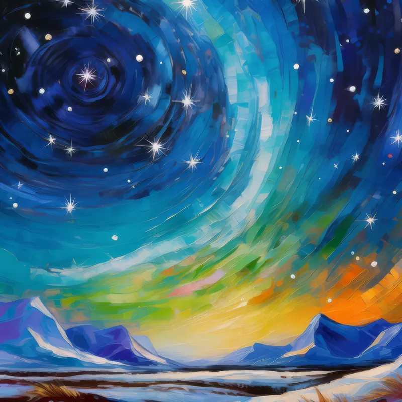 Painting: Starry Night over Arctic Desert