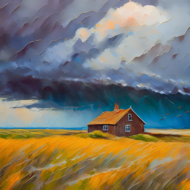 Painting: Storm Over Prairie Homestead
