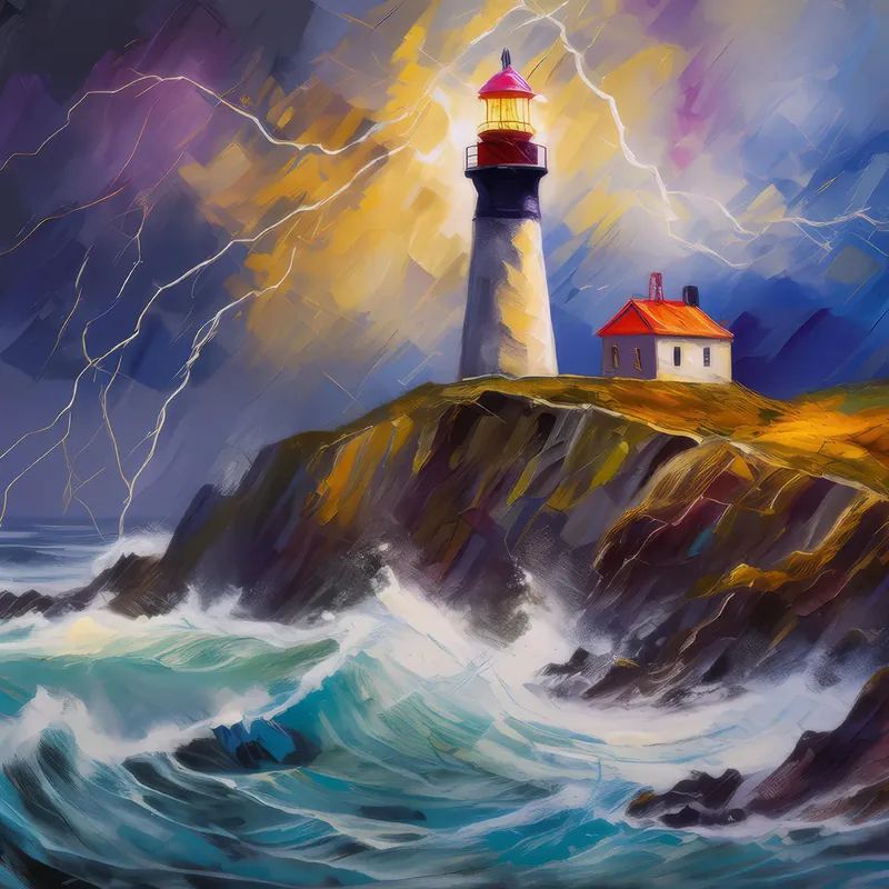 Painting: Stormy Cape Lighthouse