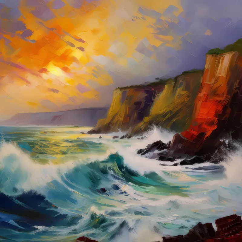 Painting: Stormy Coastal Cliffs